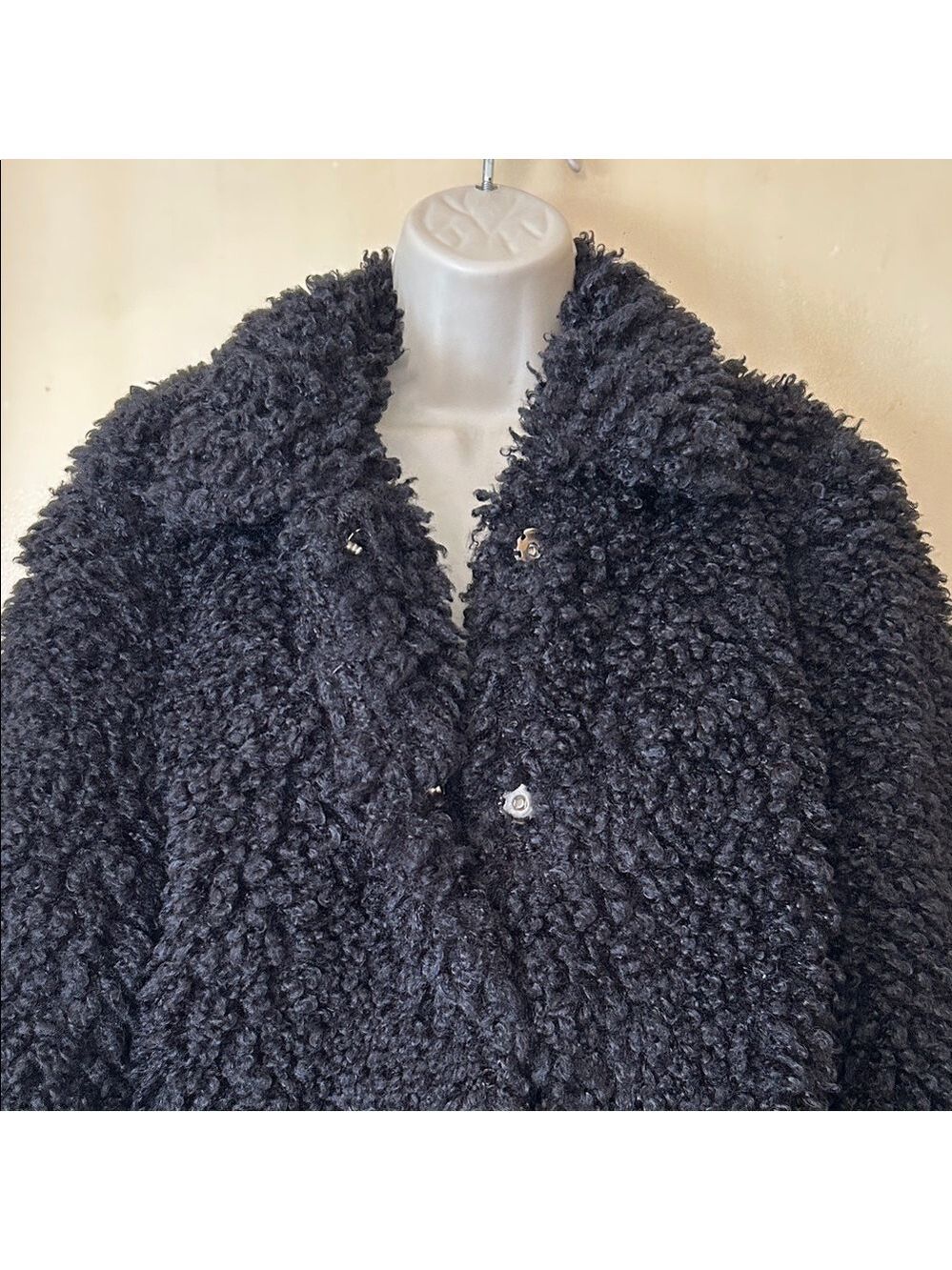 Audrey 3+1 Cozy Black Teddy Jacket size S - Picture 8 of 10